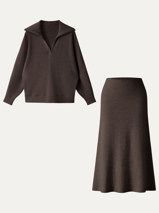 2Pcs Set Collared V-Neck