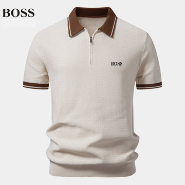 Polo Zippé en Maille Contrastée - Premium